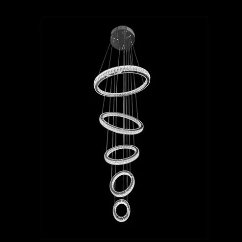 AARON 5 Ring Crystal Chandelier Tri-Colour LED