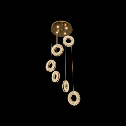 ROBI 6 Ring Crystal Chandelier Tri-Colour LED