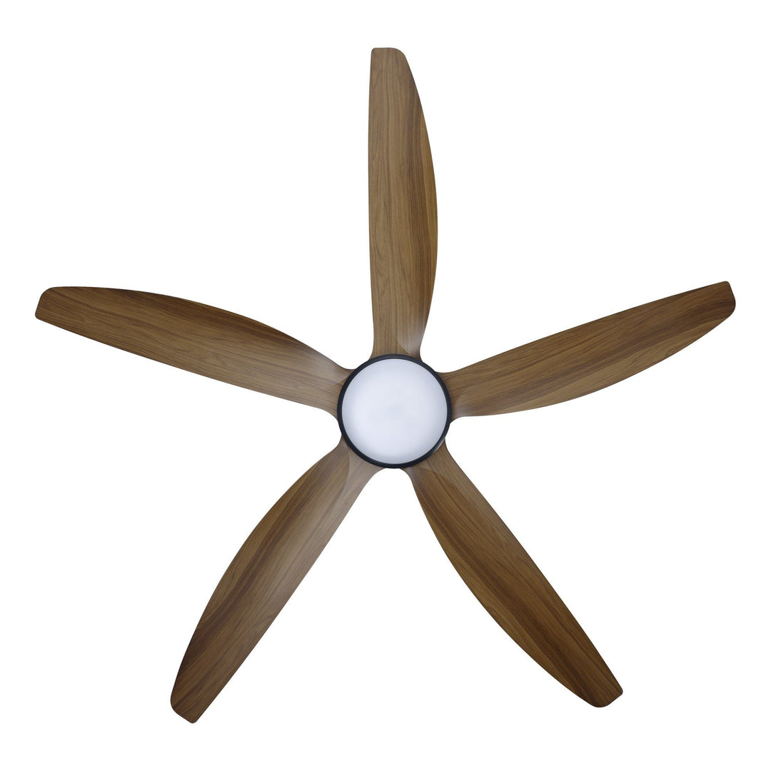 MIAMI DC Smart Ceiling Fan with Remote and Wall Control Teak with Light Ceiling Fan