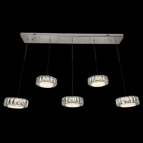 IAN 5 Light Crystal Pendant Tri-Colour LED (Chrome)
