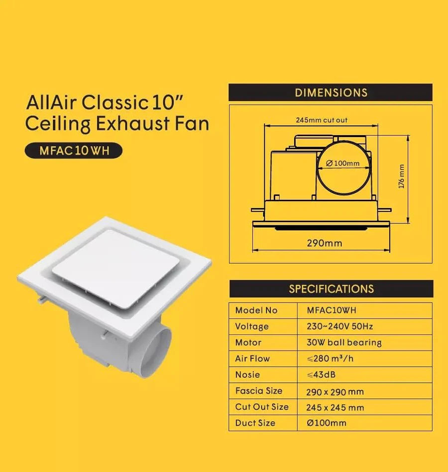 Modura AllAir Pro 250 LED & AllAir Pro 250 Celling Exhaust Fan (Copy)