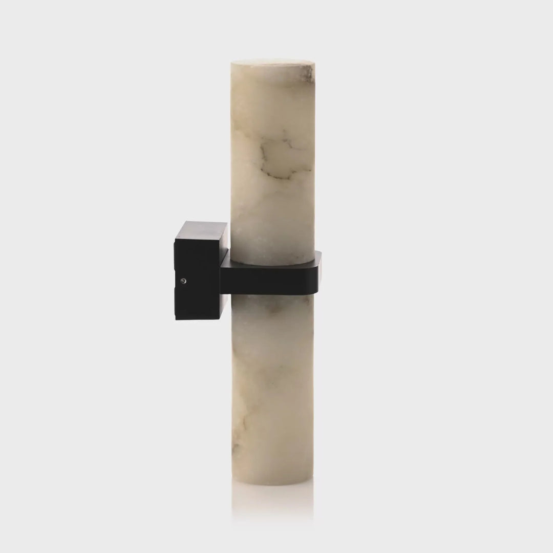 HV8079T- Albast Black/Brass Up & Down Wall Light with Alabaster Glass