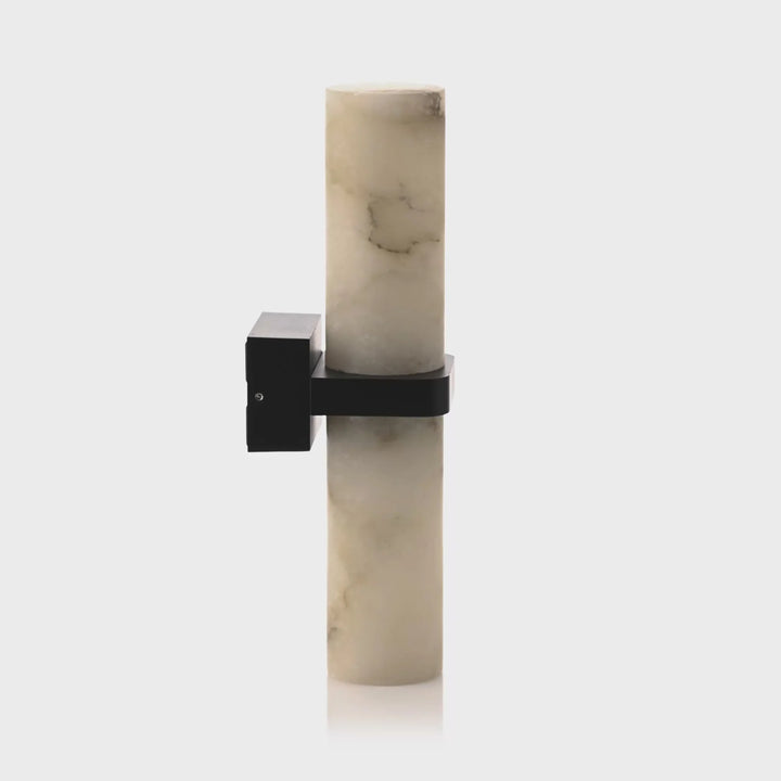 HV8079T- Albast Black/Brass Up & Down Wall Light with Alabaster Glass