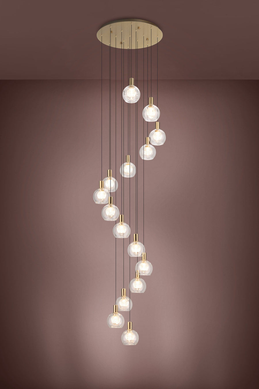 TERQUE 15 lights Spiral pendant with round base Pendant