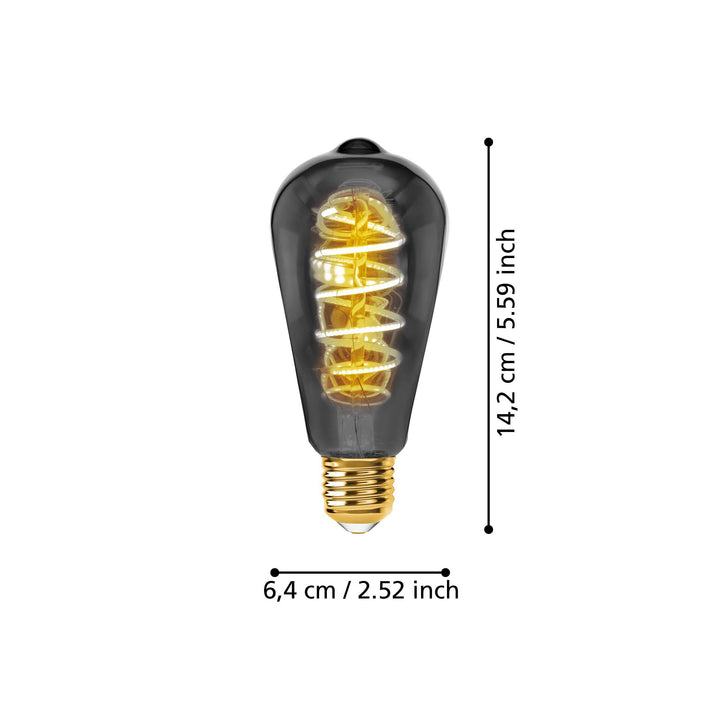 4W E27 LED ST64 globe black transparent/amber