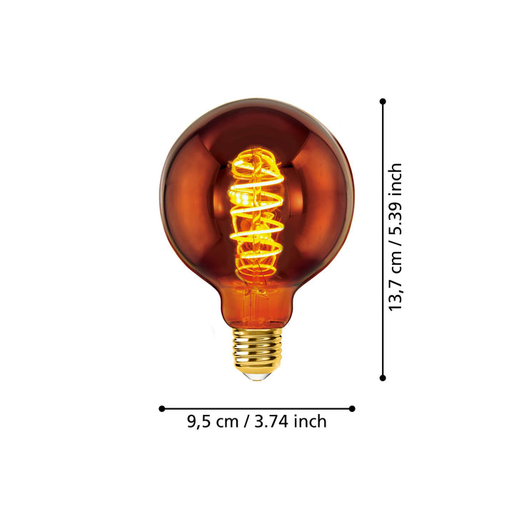 4W E27 LED G95 globe copper transparent