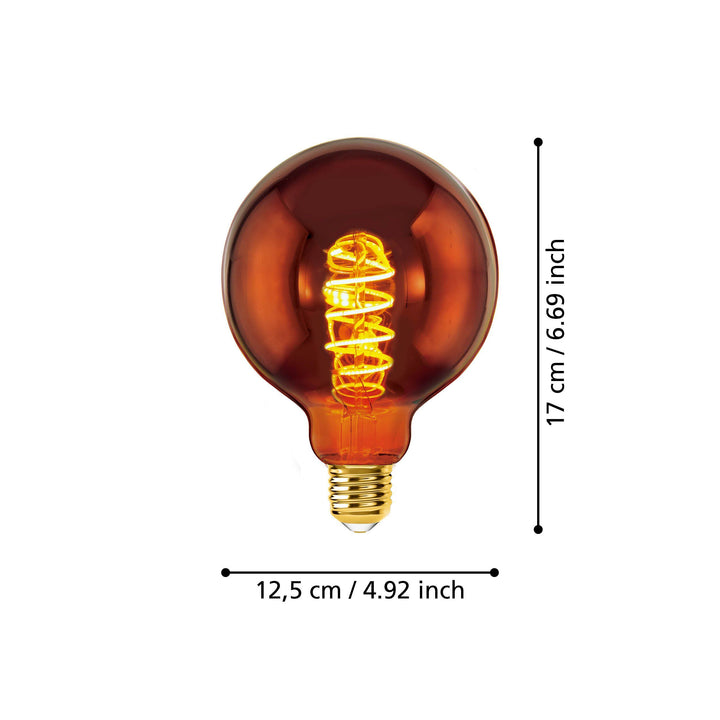 4W E27 LED G125 globe copper/black/amber