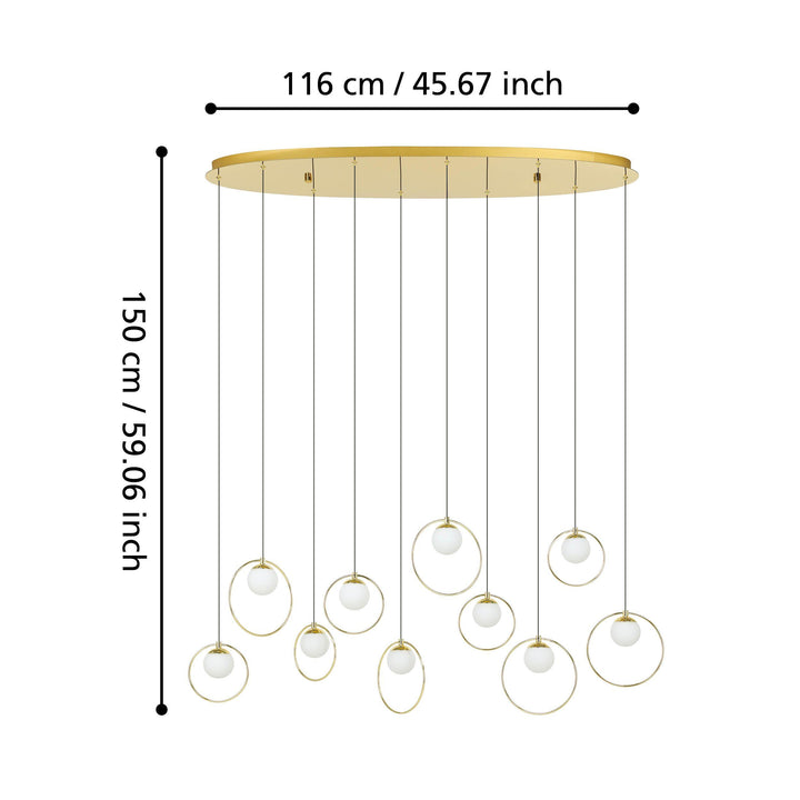 PORTOCOLOM 10 lights pendant light oblong/round