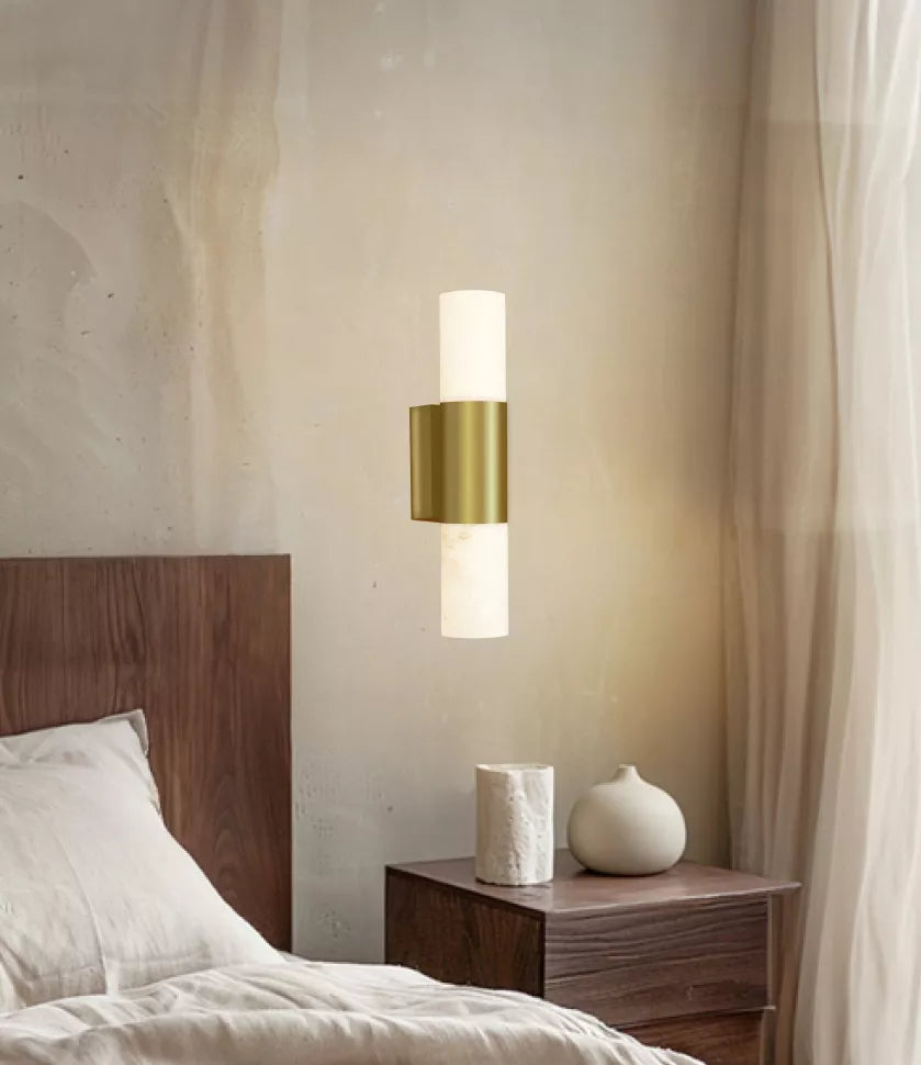 Alabaster Stone Cylinder Wall light Gold WALL LIGHT