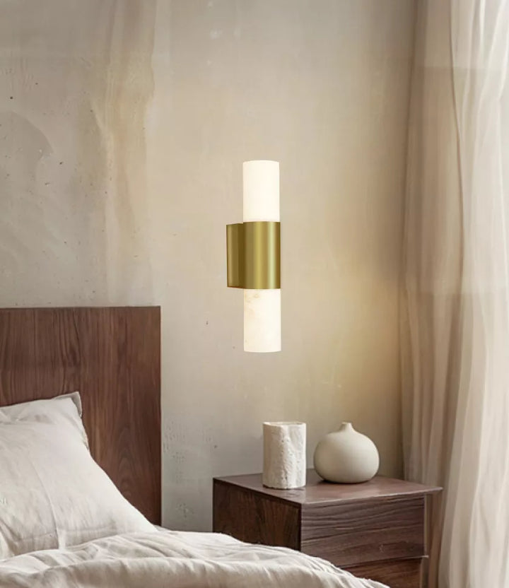 Alabaster Stone Cylinder Wall light Gold WALL LIGHT
