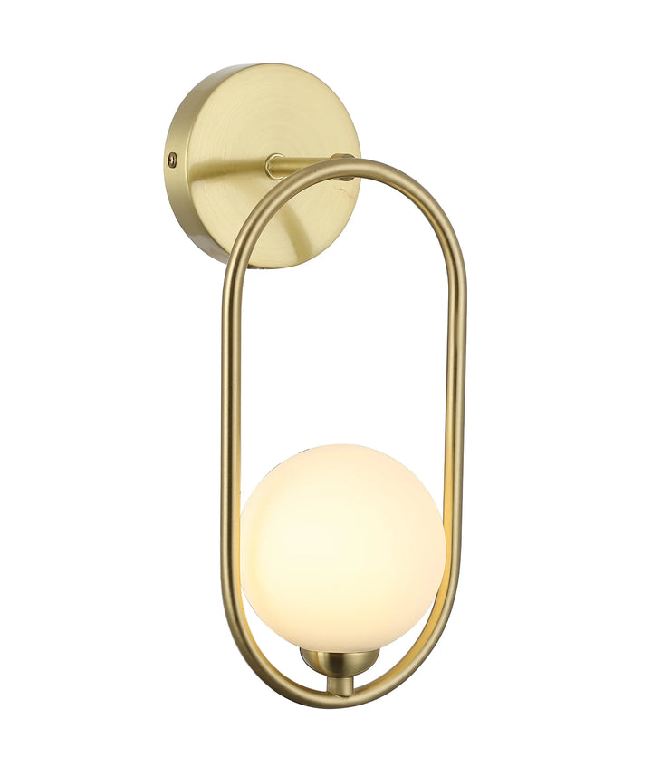 ARO: Interior Round Opal Glass with Satin Gold Frame Wall Light WALL LIGHT