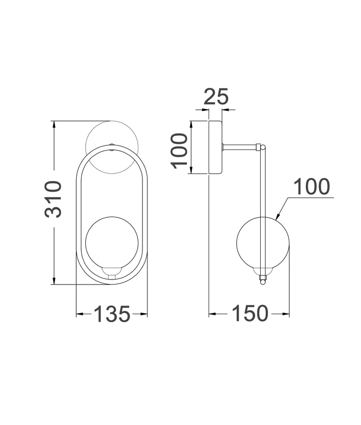 ARO: Interior Round Opal Glass with Satin Gold Frame Wall Light WALL LIGHT