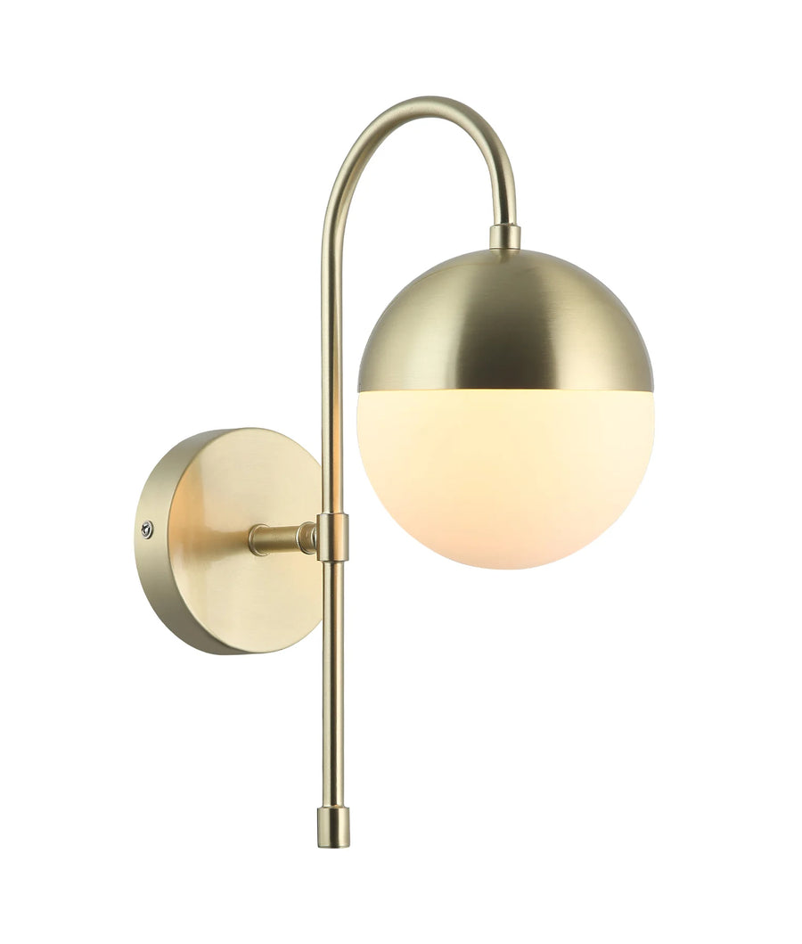 ARO: Interior Round Opal Glass with Satin Gold Bracket Wall Light WALL LIGHT