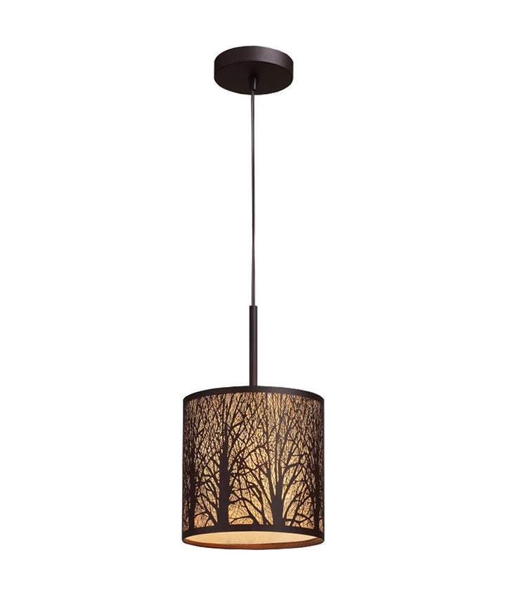 AUTUMN: Small/Large Drum Aged Bronze with Amber Lining Pendant Light