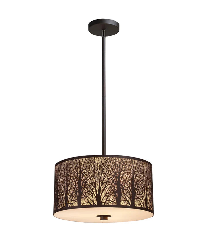 AUTUMN: Small/Large Drum Aged Bronze with Amber Lining Pendant Light