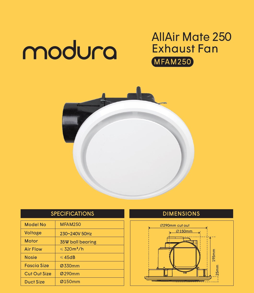 AllAir Mate 250 Exhaust Fan