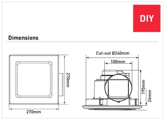 Mercator Novaline II Small Square Exhaust Fan