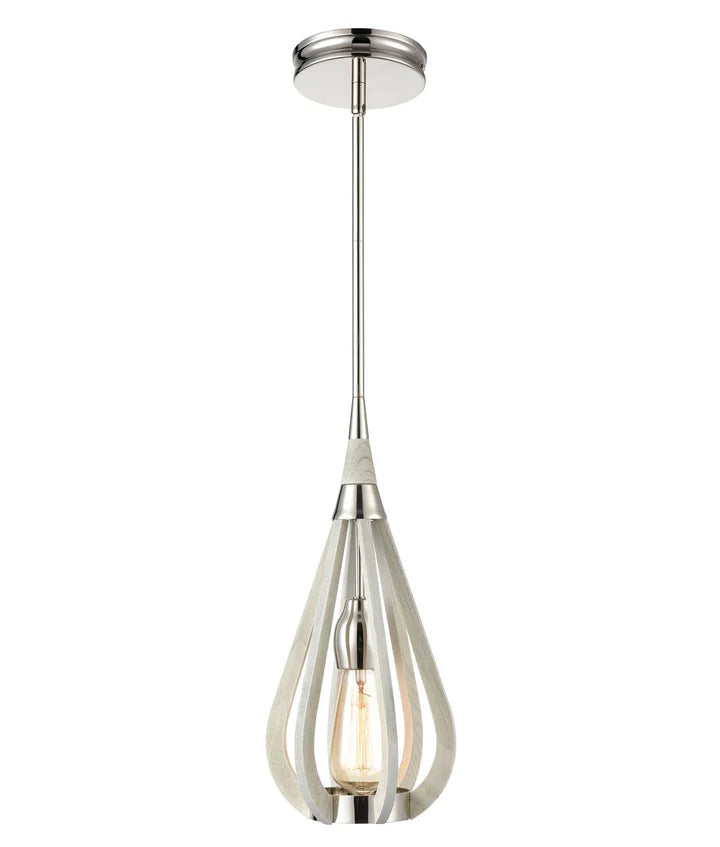 BONITO: Rustic Taupe / Winter Moss Wood Tear Drop Pendant Light