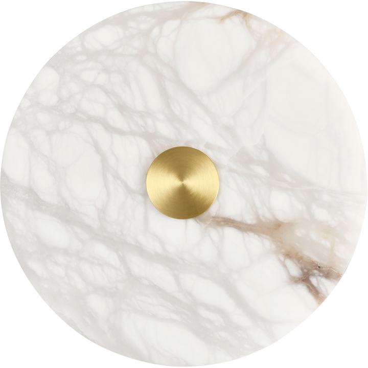 Calibo Bower Modern Alabaster Stone 200mm Round Wall Light - Brass