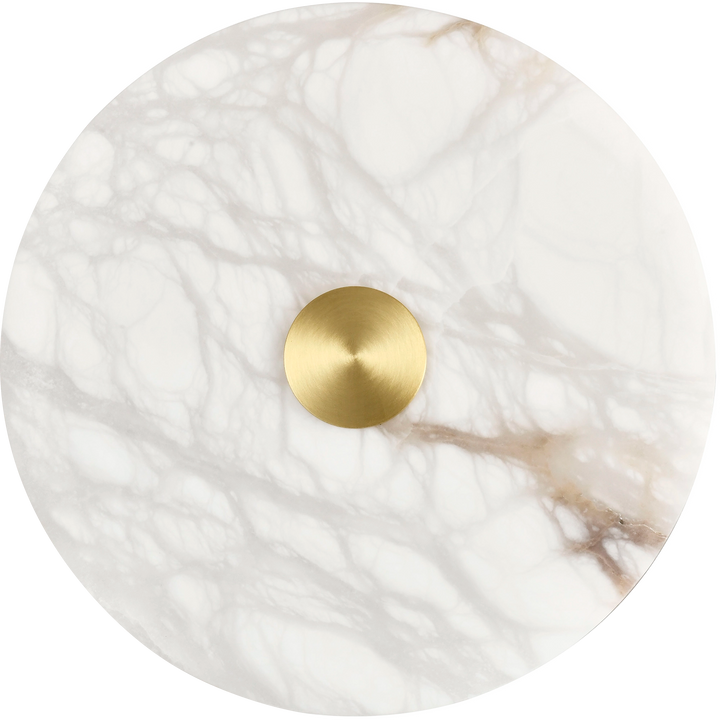 Calibo Bower Modern Alabaster Stone 200mm Round Wall Light - Brass