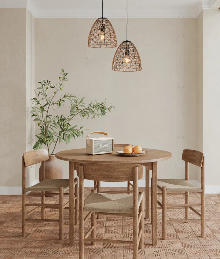 CANAMO: Bohemian Interior Natural Hemp Rope & Black Hardware Ellipse Pendant Light