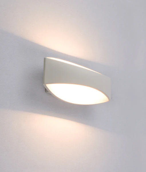 CANNES: City Series LED Interior Matte White Curved Up/Down Wall Light