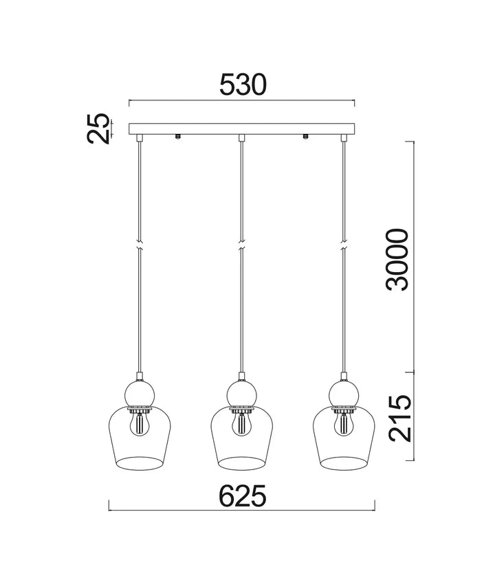 CHAMPAN: Interior Bronze Amber / Smokey Black Glass Ellipse Multiple Bar Base Pendant Lights