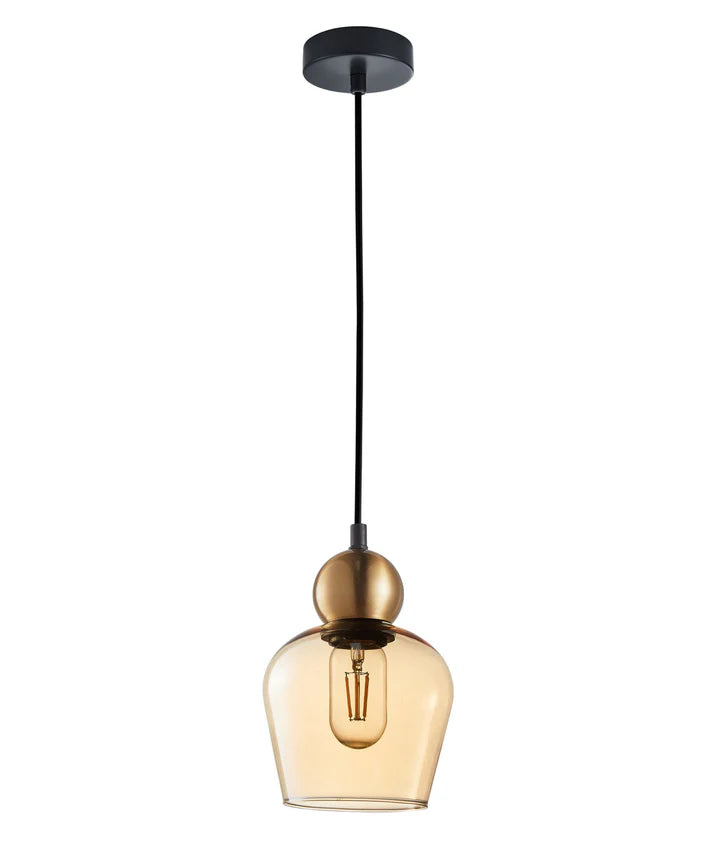 CHAMPAN: Interior Bronze Amber / Smokey Black Glass Ellipse Pendant Lights