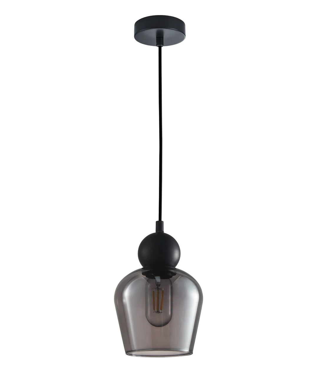 CHAMPAN: Interior Bronze Amber / Smokey Black Glass Ellipse Pendant Lights