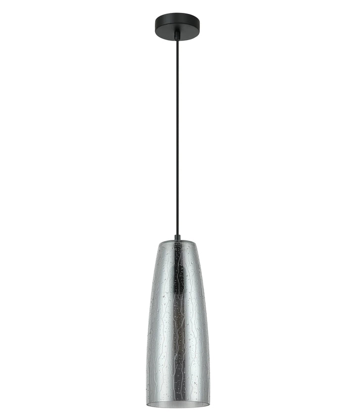 CHUVA: Smokey Black Glass with Rain Drop Effect Long Cone Pendant Light