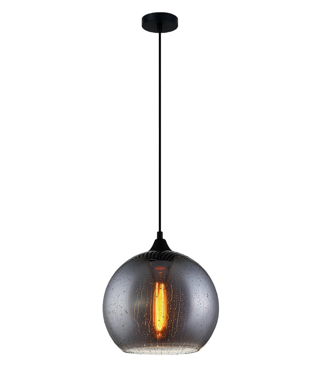 CHUVA: Smokey Black Glass with Rain Drop Effect Wine Glass Shape Pendant Light