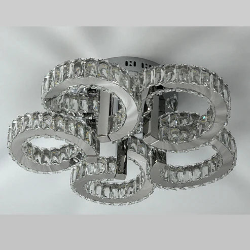 CIAO 5 Ring Crystal Light CTC Tri-Colour LED 550mm (Chrome)