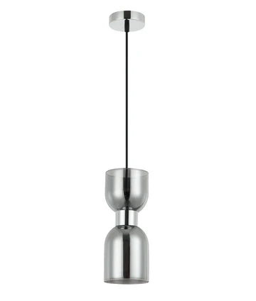 CLESSIDRA: Interior Mirror Finish Smokey Black / Opal Glass Ellipse Pendant Lights