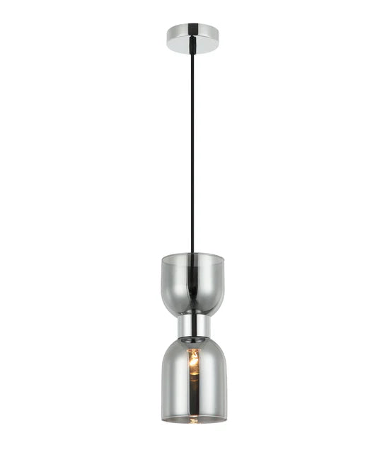 CLESSIDRA: Interior Mirror Finish Smokey Black / Opal Glass Ellipse Pendant Lights