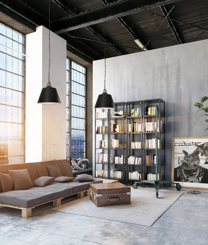 CLOCHE: Interior Metal Shade with Travertine Highlight Bell Shape Pendant Lights pendant