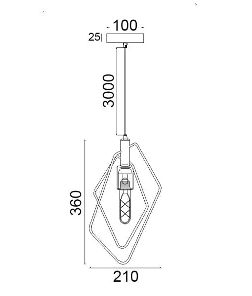 CONTOUR: Interior Black Wire Diamond Shape Pendant Light