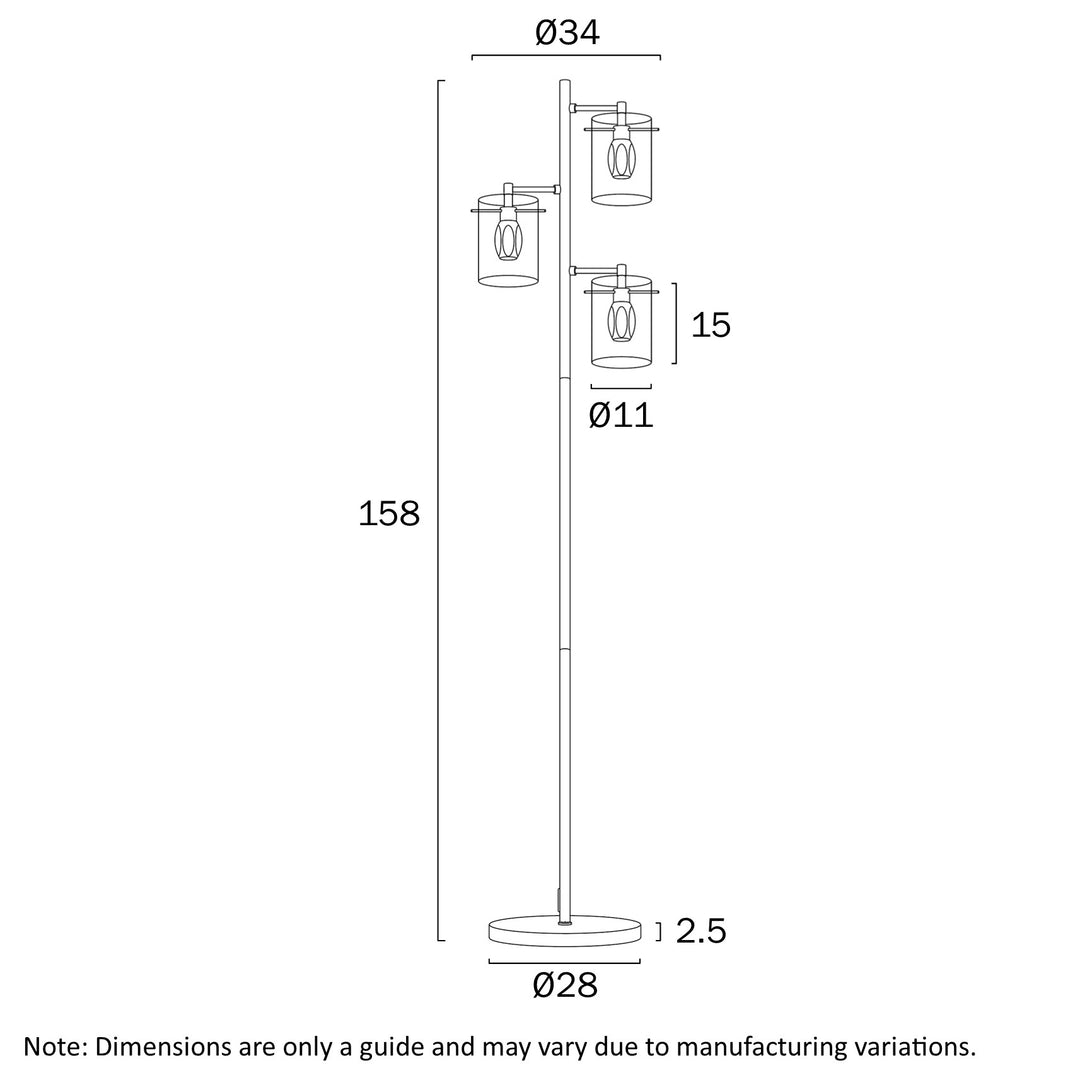 CREVIL 3 LIGHT FLOOR LAMP Floor Lamp