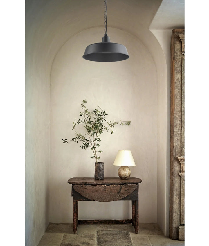 DEKSEL: Industrial Rustic Matte Black Interior Dome Shape Pendant Light