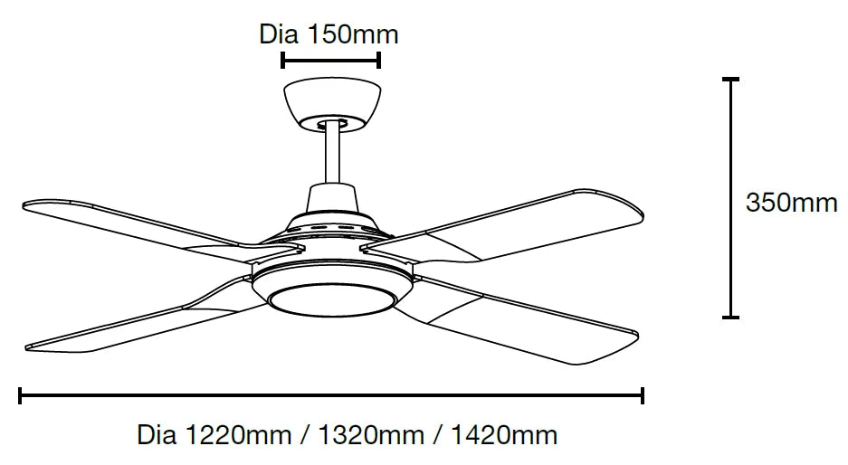 Discovery II 48″/ 52″ / 56″ AC Ceiling Fan with Light