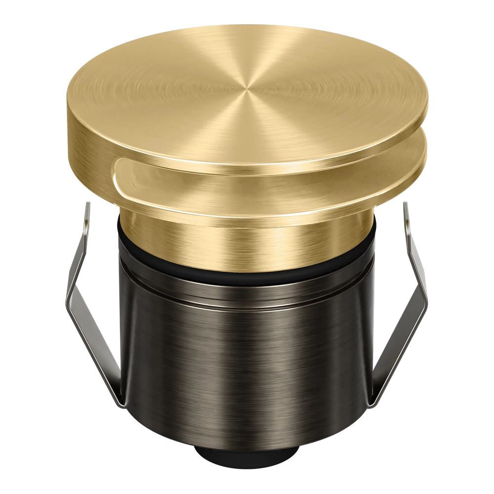 EMIT-55-ROUND-SLOT ROUND Slot Tri-Colour/RGBW Inground & Deck Light Brushed Brass INGROUND LIGHT