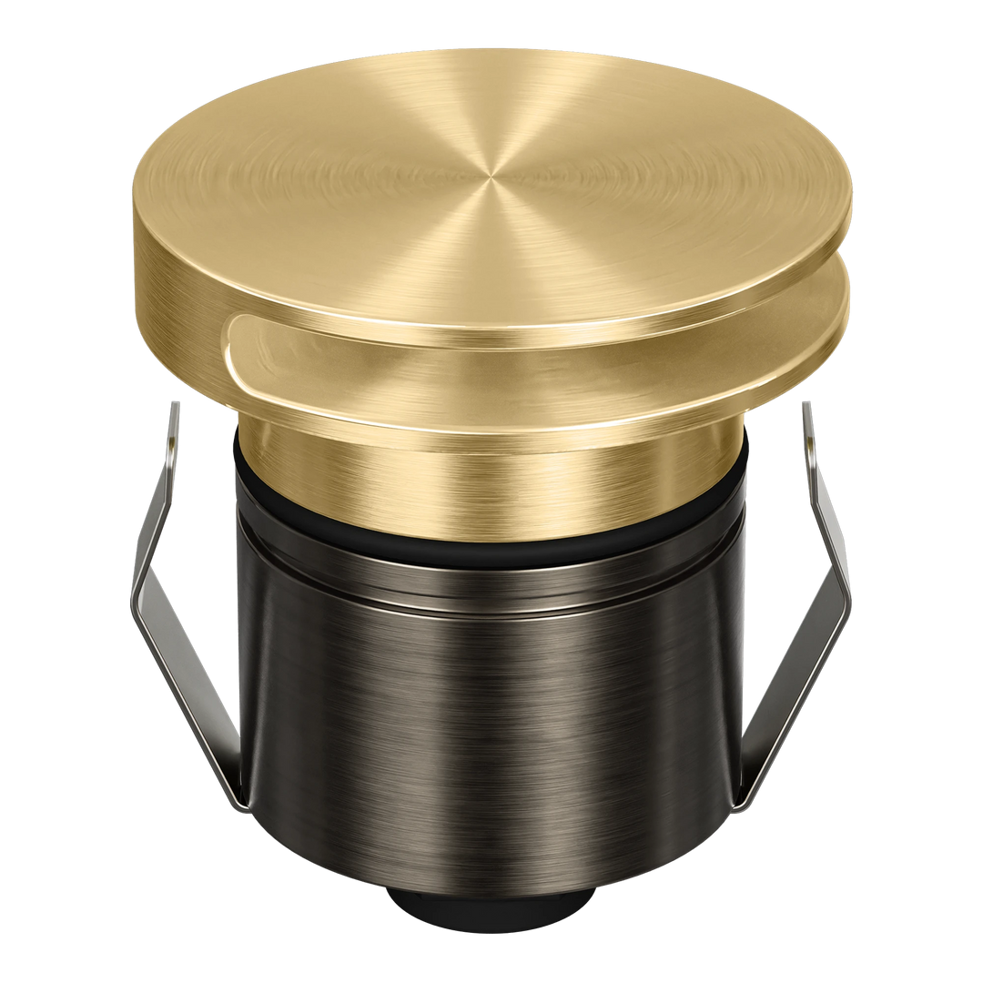 EMIT-55-ROUND-SLOT ROUND Slot Tri-Colour/RGBW Inground & Deck Light Brushed Brass INGROUND LIGHT