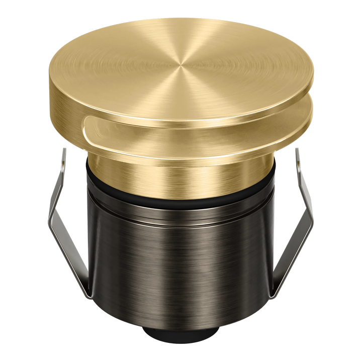 EMIT-55-ROUND-SLOT ROUND Slot Tri-Colour/RGBW Inground & Deck Light Brushed Brass INGROUND LIGHT