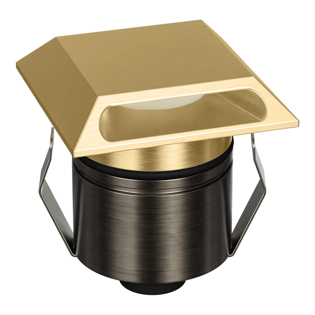 EMIT-55-SQUARE-SLOT Square Slot Tri-Colour/RGBW Inground & Deck Light Brushed Brass INGROUND LIGHT