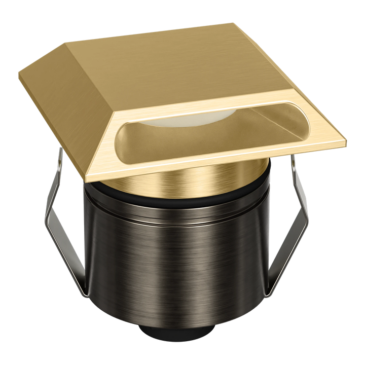 EMIT-55-SQUARE-SLOT Square Slot Tri-Colour/RGBW Inground & Deck Light Brushed Brass INGROUND LIGHT