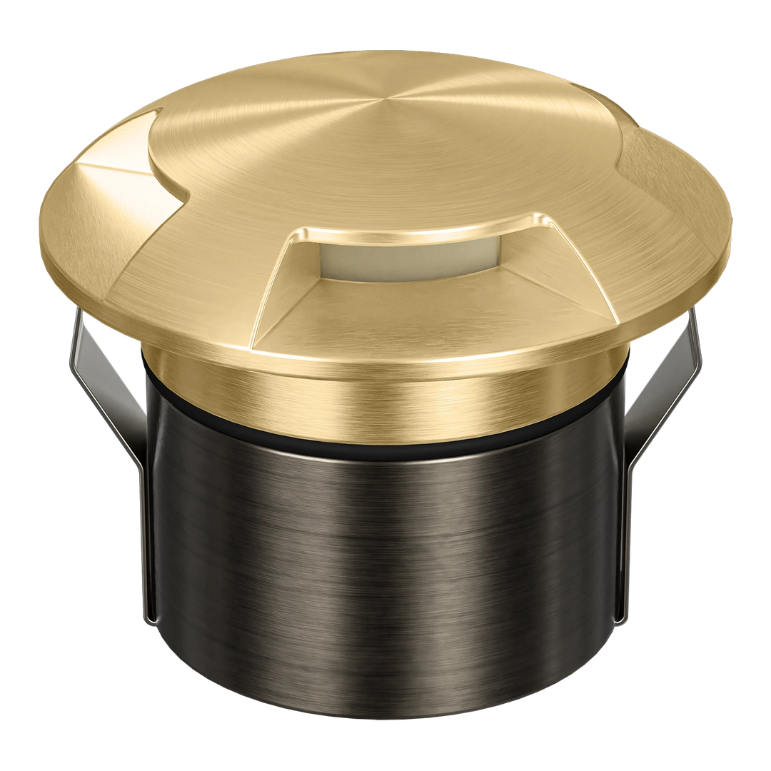 EMIT-85-3-WAY 3-Way Tri-Colour/RGBW Inground & Deck Light Brushed Brass INGROUND LIGHT