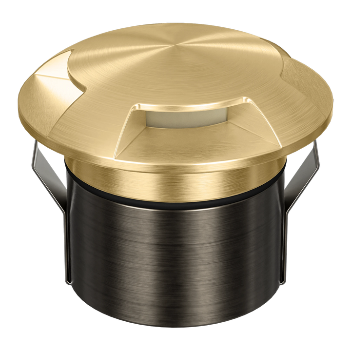 EMIT-85-3-WAY 3-Way Tri-Colour/RGBW Inground & Deck Light Brushed Brass INGROUND LIGHT