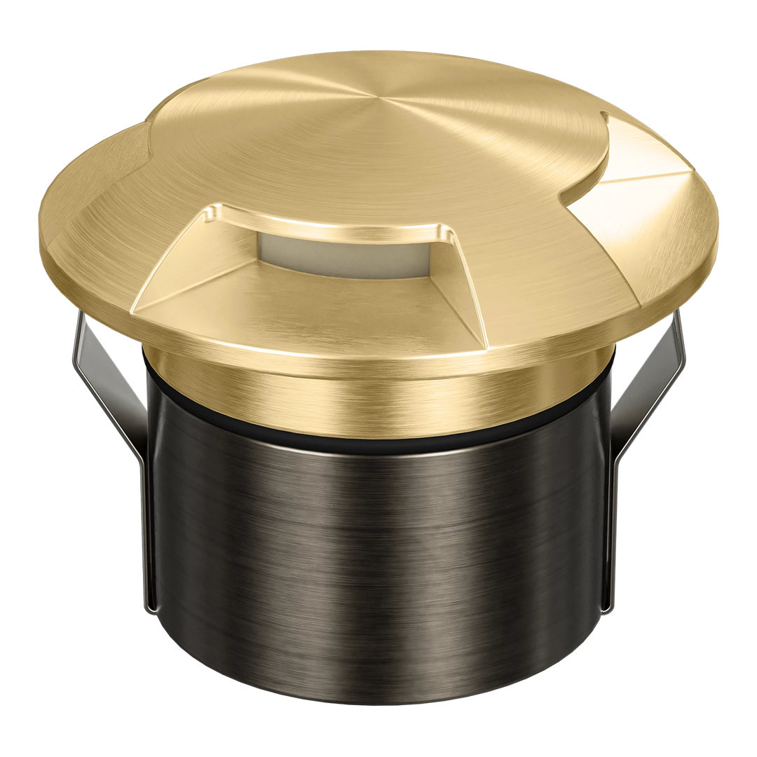 EMIT-85-4-WAY 4-Way Tri-Colour/RGBW Inground & Deck Light Brushed Brass INGROUND LIGHT