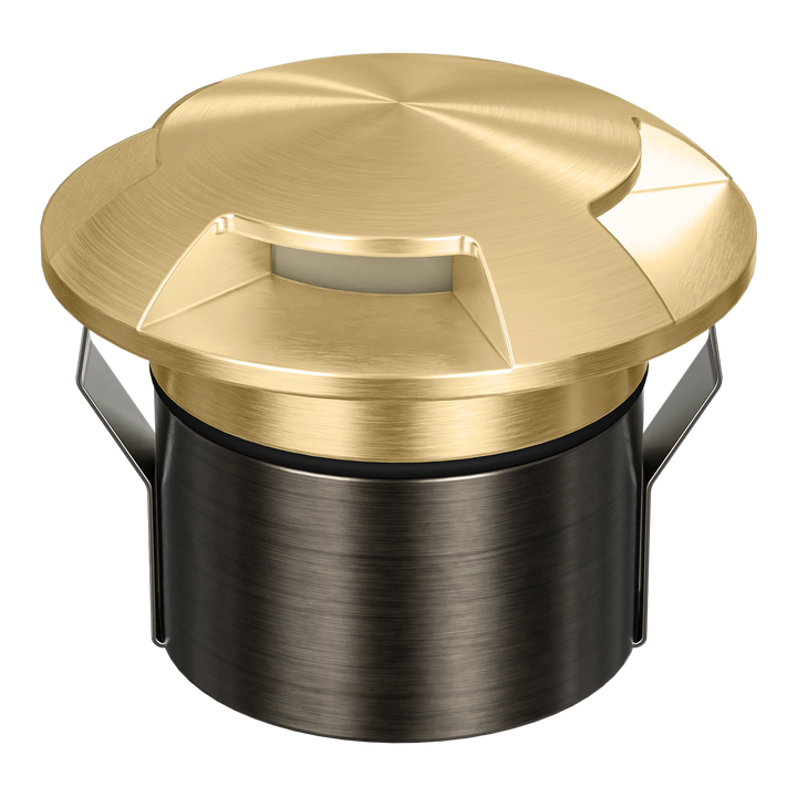 EMIT-85-4-WAY 4-Way Tri-Colour/RGBW Inground & Deck Light Brushed Brass INGROUND LIGHT