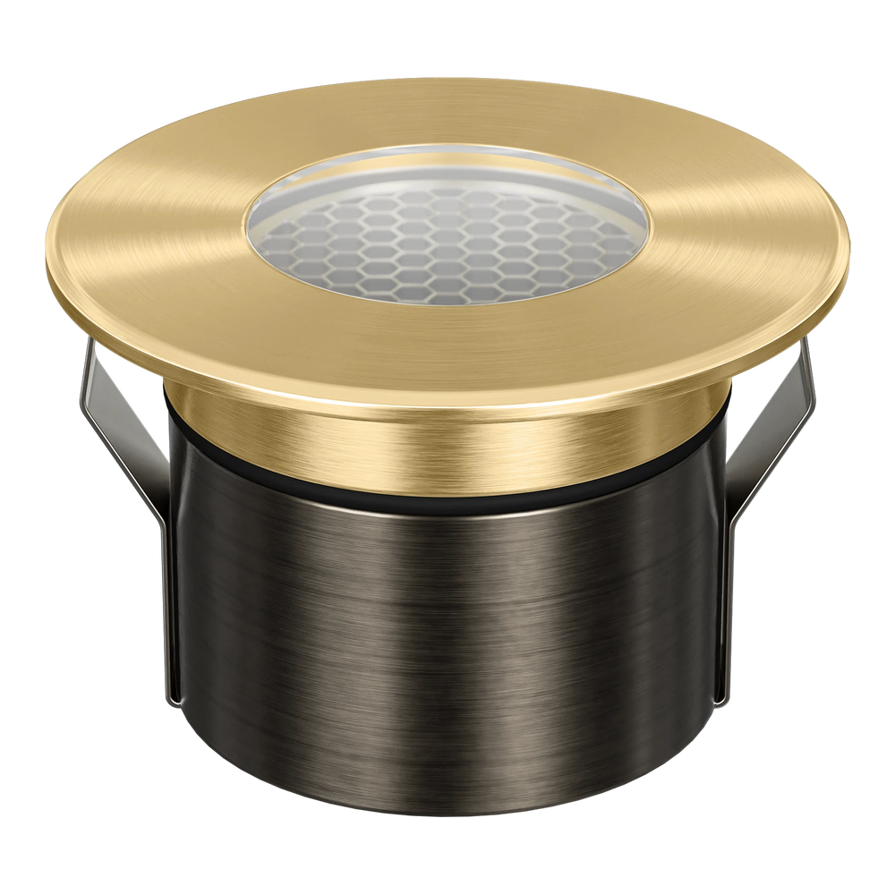EMIT-85-RO Round Open Tri-Colour/RGBW Inground & Deck Light Brushed Brass INGROUND LIGHT