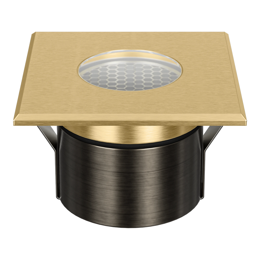 EMIT-85-SO Square Open Tri-Colour/RGBW Inground & Deck Light Brushed Brass INGROUND LIGHT